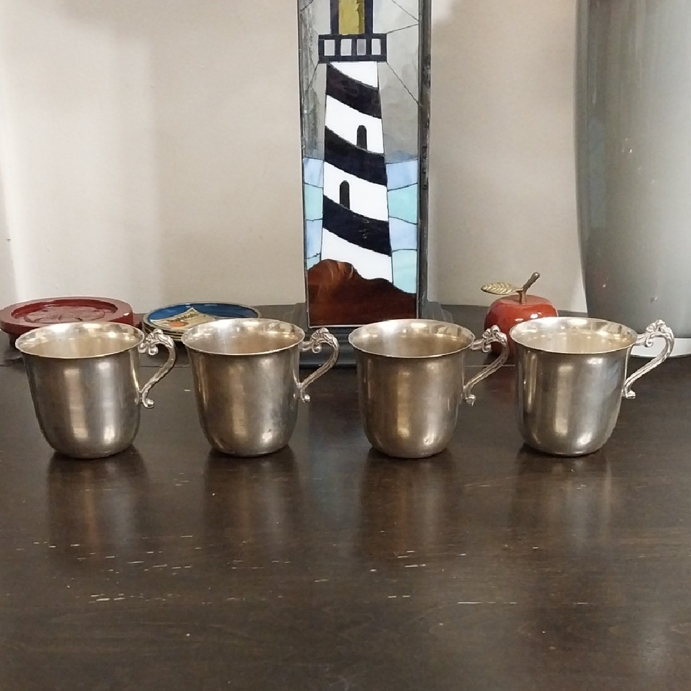 Antique -Silver-Plated Children's Cups Set of 4